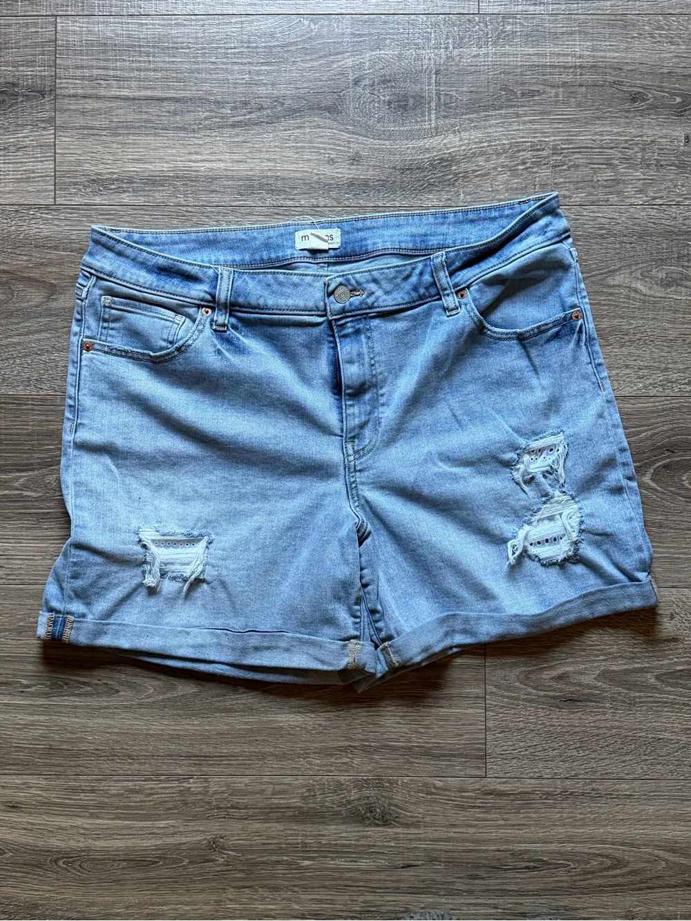 Maurices Light Blue Distressed Denim Shorts